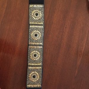 Pink pewter embellished belt elastic